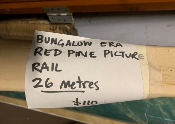 Bungalow era, red pine picture rails, 26 metres in total $110 the lot