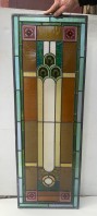 Franz Kat designed leadlight window panels in Victorian style, vivid colours with cut glass rondels. 2 available (see other items in same style) 1140 x 393mm, $645 each salvaged vintage recycled, demolition, reproduction, restoration, home renovation secondhand, used , original, old, reclaimed, heritage, antique, victorian, art nouveau edwardian georgian art deco