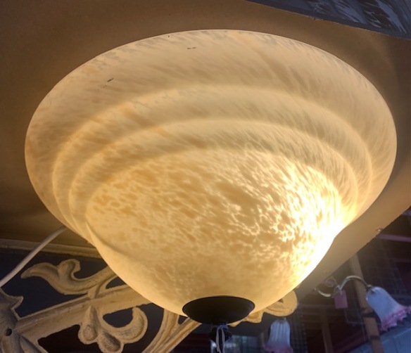 Hand blown glass shades on ceiling mount lights. soft cream to yellow tones. 400mm diameter, approx 10 available (TBC) $125 each salvaged vintage recycled, demolition, reproduction, restoration, home renovation secondhand, used , original, old, reclaimed, heritage, antique, victorian, art nouveau edwardian georgian art deco