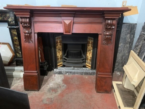 Original Victorian cedar mantelpiece, ornate scrolls, ;top shelf width 1595 x height 1280mm, opening width 945 x height 960mm, $1200 salvaged vintage recycled, demolition, reproduction, restoration, home renovation secondhand, used , original, old, reclaimed, heritage, antique, victorian, art nouveau edwardian georgian art deco