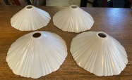 Original fluted white glossy glass milk shades, 4 available, shade #1 20cm diam with 4cm gallery (SOLD), shades #2, 3 and 4 are 23cm diam with 3cm gallery (L70) $45 each salvaged vintage recycled, demolition, reproduction, restoration, home renovation secondhand, used , original, old, reclaimed, heritage, antique, victorian, art nouveau edwardian georgian art deco