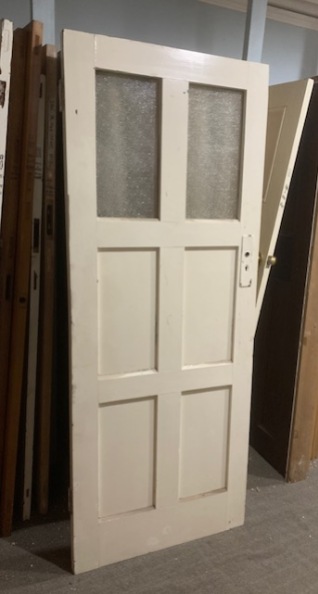 Six panel internal white painted door, 800 W x 2017 H x 45 D (D127) $150 salvaged vintage recycled, demolition, reproduction, restoration, home renovation secondhand, used , original, old, reclaimed, heritage, antique, victorian, art nouveau edwardian georgian art deco