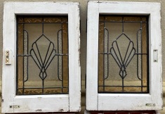 Original gold and textured clear glass Art Deco leadlight windows, 2 available, frame 353 W x 530 H, glass 240 W x 375 H (D141) $220 each salvaged vintage recycled, demolition, reproduction, restoration, home renovation secondhand, used , original, old, reclaimed, heritage, antique, victorian, art nouveau edwardian georgian art deco