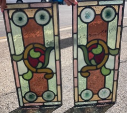 Original restored Victorian leadlight panels, c1890, each panel is 220W x 500H (LL92) $245 each salvaged vintage recycled, demolition, reproduction, restoration, home renovation secondhand, used , original, old, reclaimed, heritage, antique, victorian, art nouveau edwardian georgian art deco