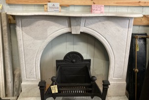 Original Victorian arched marble mantel with rare serpentine carved top shelf, height 1170, top shelf 1590 W x 350 D, opening 920 W x 935 H (M90) $5000 salvaged vintage recycled, demolition, reproduction, restoration, home renovation secondhand, used , original, old, reclaimed, heritage, antique, victorian, art nouveau edwardian georgian art deco