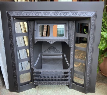 Original Victorian #60 cast iron fire insert, c1890, fully restored, 965 x 965 (F117) $765 plus your choice of tiles salvaged vintage recycled, demolition, reproduction, restoration, home renovation secondhand, used , original, old, reclaimed, heritage, antique, victorian, art nouveau edwardian georgian art deco