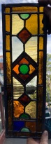 Original Art Deco panel, fully restored in warm amber, orange, brown, green, 480 x 150mm (LL113 Fozi) $110 salvaged vintage recycled, demolition, reproduction, restoration, home renovation secondhand, used , original, old, reclaimed, heritage, antique, victorian, art nouveau edwardian georgian art deco