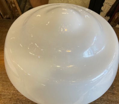 Very large original institutional white glass shade, 400mm diam x 280mm H (L101) $220 salvaged vintage recycled, demolition, reproduction, restoration, home renovation secondhand, used , original, old, reclaimed, heritage, antique, victorian, art nouveau edwardian georgian art deco